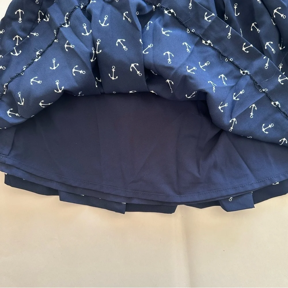 Ralph Lauren Girls 6 Stretchy Anchor Skirt Navy Blue Nautical Beach Lined Sailor